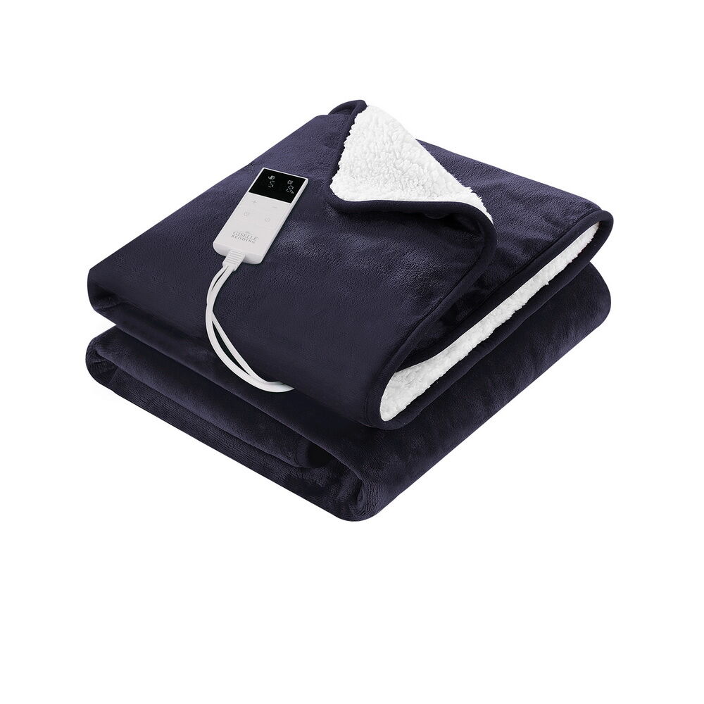 Electric Throw Rug Heated Blanket Fleece Charcoal Electric Throw Rug Heated Blanket Fleece Charcoal