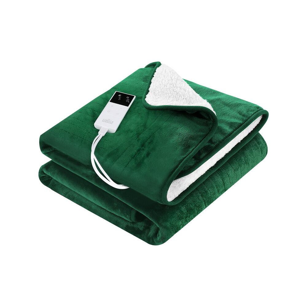 Electric Throw Rug Heated Blanket Double Sided Green Electric Throw Rug Heated Blanket Double Sided Green