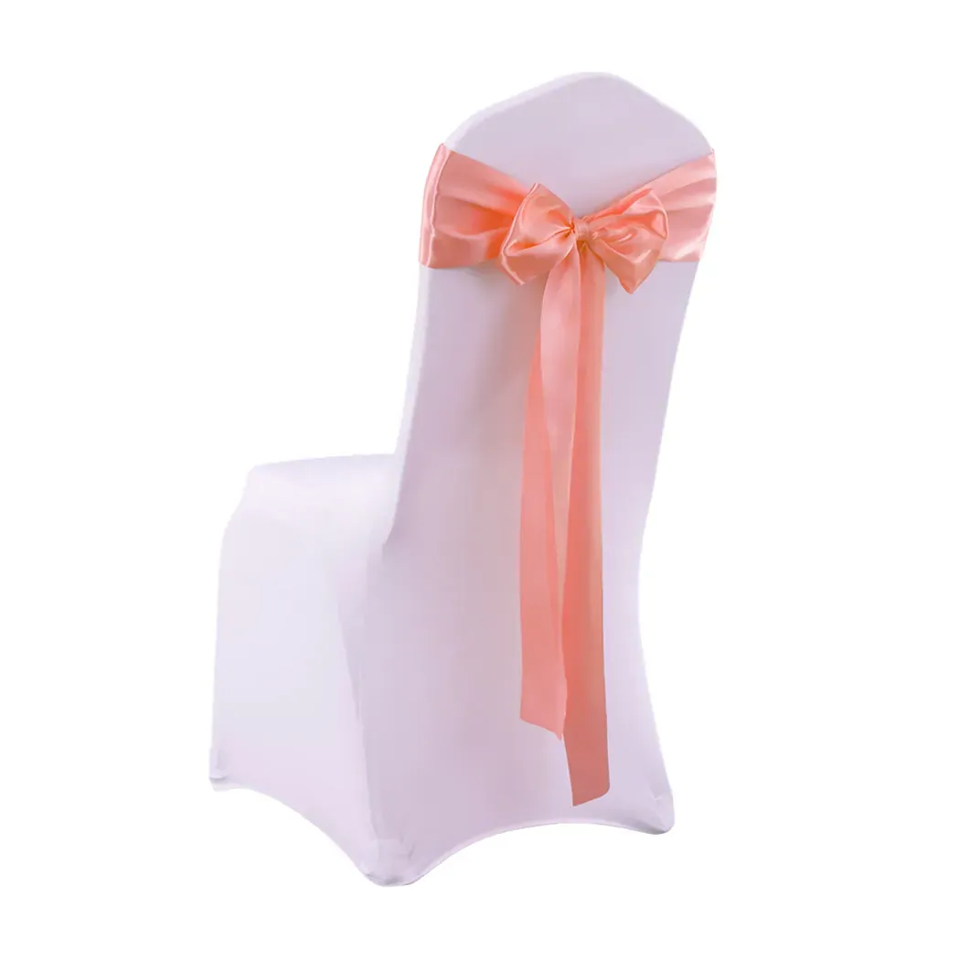 50x Satin Chair Sashes Cloth Cover Wedding Coral 50x Satin Chair Sashes Cloth Cover Wedding Coral