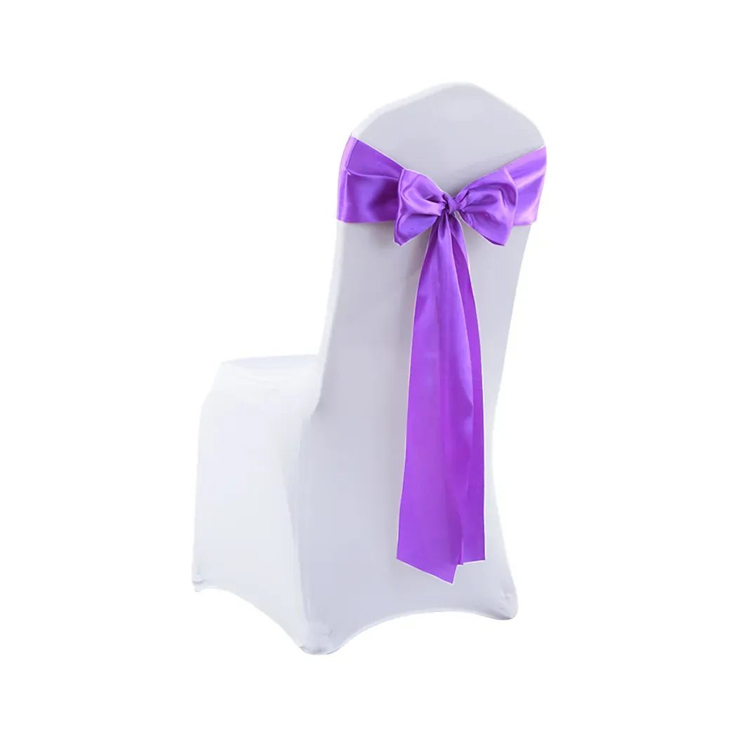 50x Satin Chair Sashes Cloth Cover Wedding Lavender 50x Satin Chair Sashes Cloth Cover Wedding Lavender