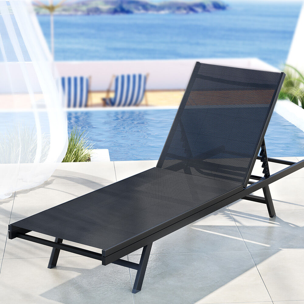 Gardeon Sun Lounge Outdoor Lounger Steel Beach Chair Patio Furniture Black Gardeon Sun Lounge Outdoor Lounger Steel Beach Chair Patio Furniture Black