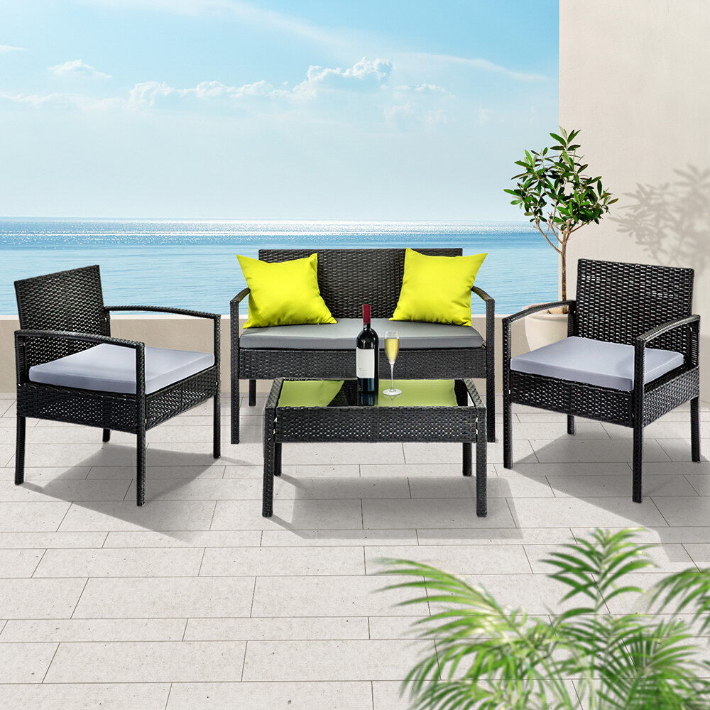 Gardeon Outdoor Sofa Set Wicker Lounge Setting Table and Chairs Patio Furniture Gardeon Outdoor Sofa Set Wicker Lounge Setting Table and Chairs Patio Furniture