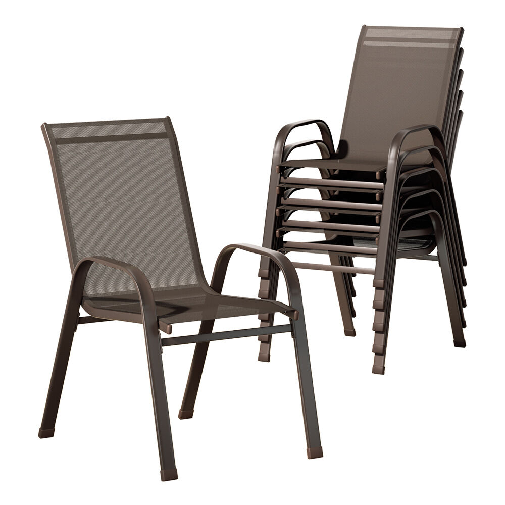Gardeon 6PC Outdoor Dining Chairs Stackable Lounge Chair Patio Furniture Brown Gardeon 6PC Outdoor Dining Chairs Stackable Lounge Chair Patio Furniture Brown
