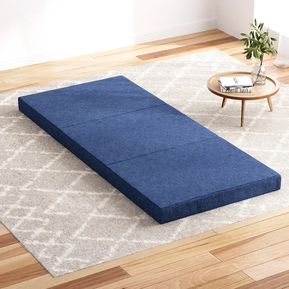 Bedding Foldable Mattress Folding Foam Single Blue Bedding Foldable Mattress Folding Foam Single Blue