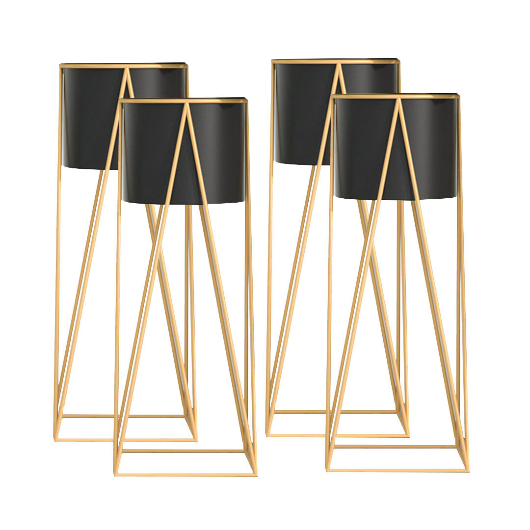 4x 70cm gold metal plant stand with black flower pot holder corner shelving rack indoor display 4x 70cm gold metal plant stand with black flower pot holder corner shelving rack indoor display