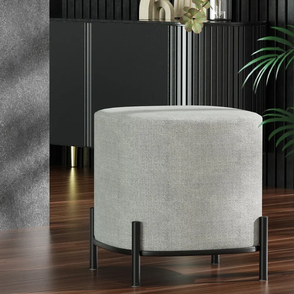 Ottoman Foot Stool Square Linen Grey Ottoman Foot Stool Square Linen Grey