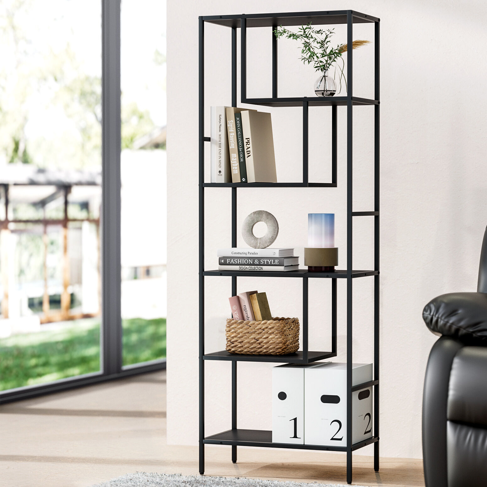 Artiss Bookshelf 5 Tiers RHYS Black Artiss Bookshelf 5 Tiers RHYS Black