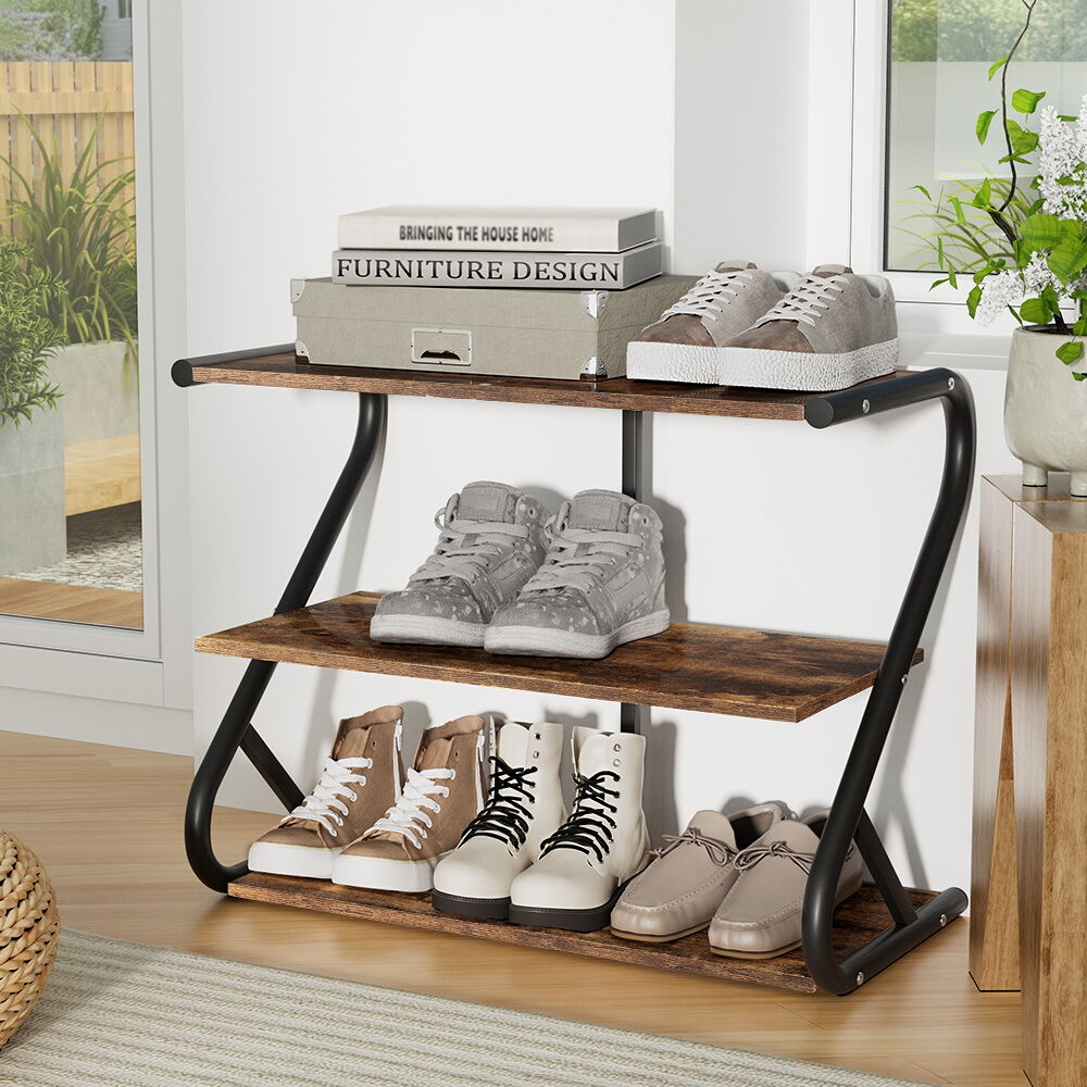 Artiss Shoe Rack Cabinet Shoe Storage Stand 3 Tiers Black Artiss Shoe Rack Cabinet Shoe Storage Stand 3 Tiers Black