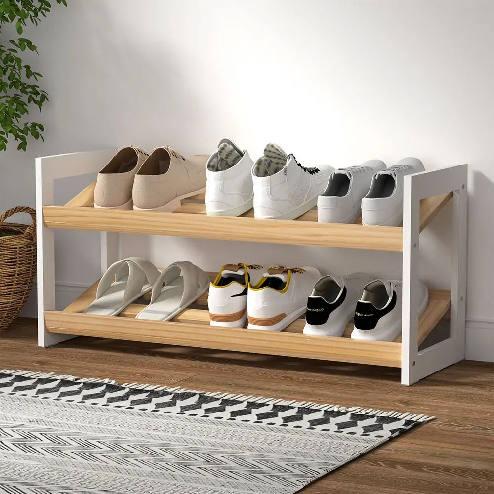 Shoe Rack 2 Tier 6 Pairs White Kara Shoe Rack 2 Tier 6 Pairs White Kara