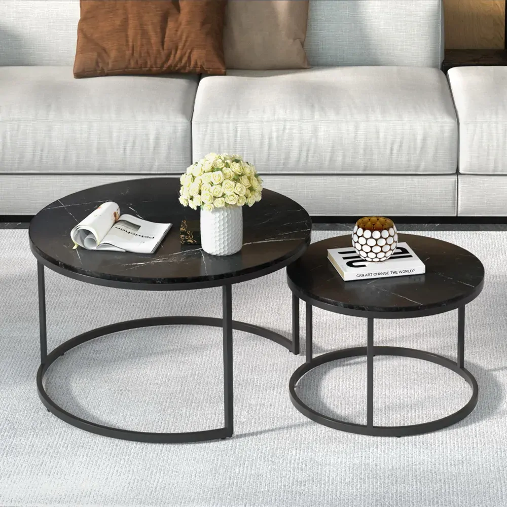 Nesting Coffee Table Set of 2 Marble Effect Tika Nesting Coffee Table Set of 2 Marble Effect Tika