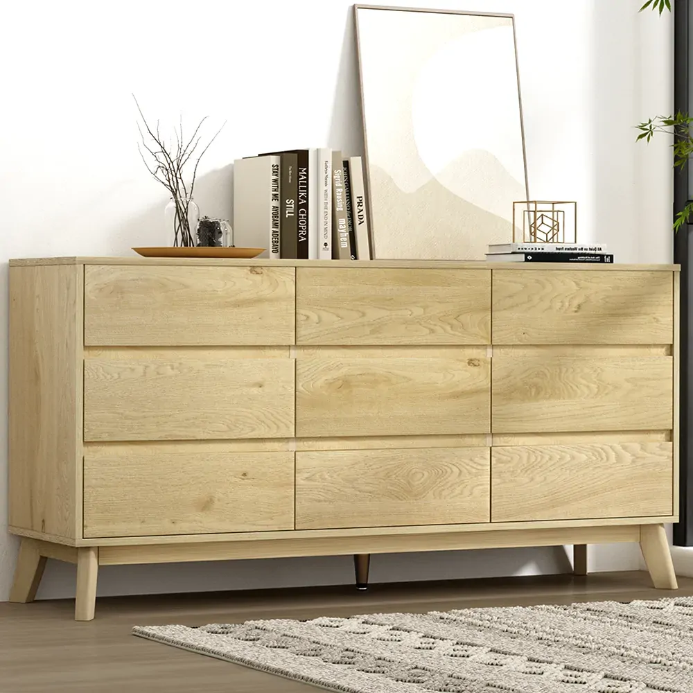 9 Chest of Drawers Tallboy Cabinet - XAVI Pine 9 Chest of Drawers Tallboy Cabinet - XAVI Pine