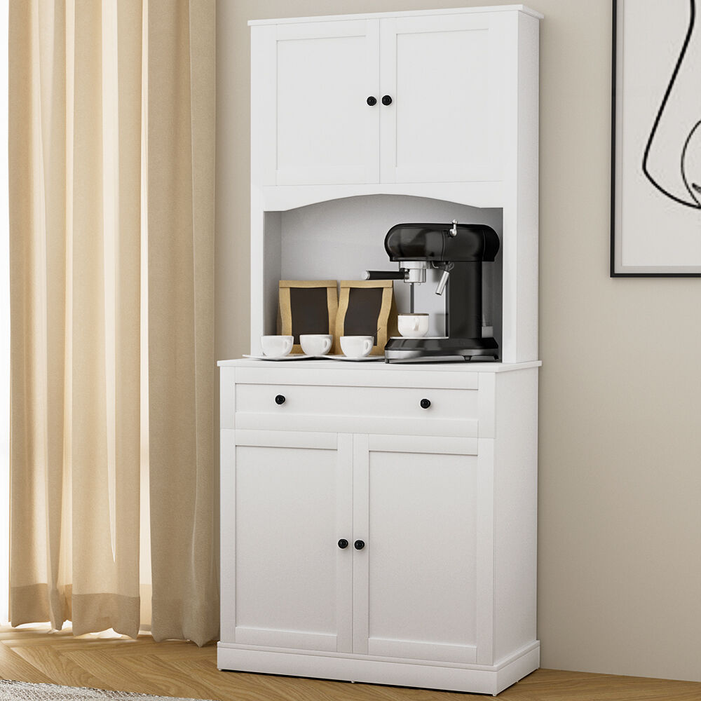Artiss Buffet Sideboard Cabinet Cupboard Pantry Storage Shelves Hutch White Artiss Buffet Sideboard Cabinet Cupboard Pantry Storage Shelves Hutch White