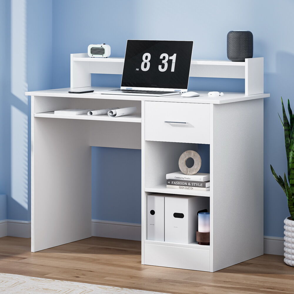 Computer Desk Shelf Drawer Cabinet White 100CM Computer Desk Shelf Drawer Cabinet White 100CM