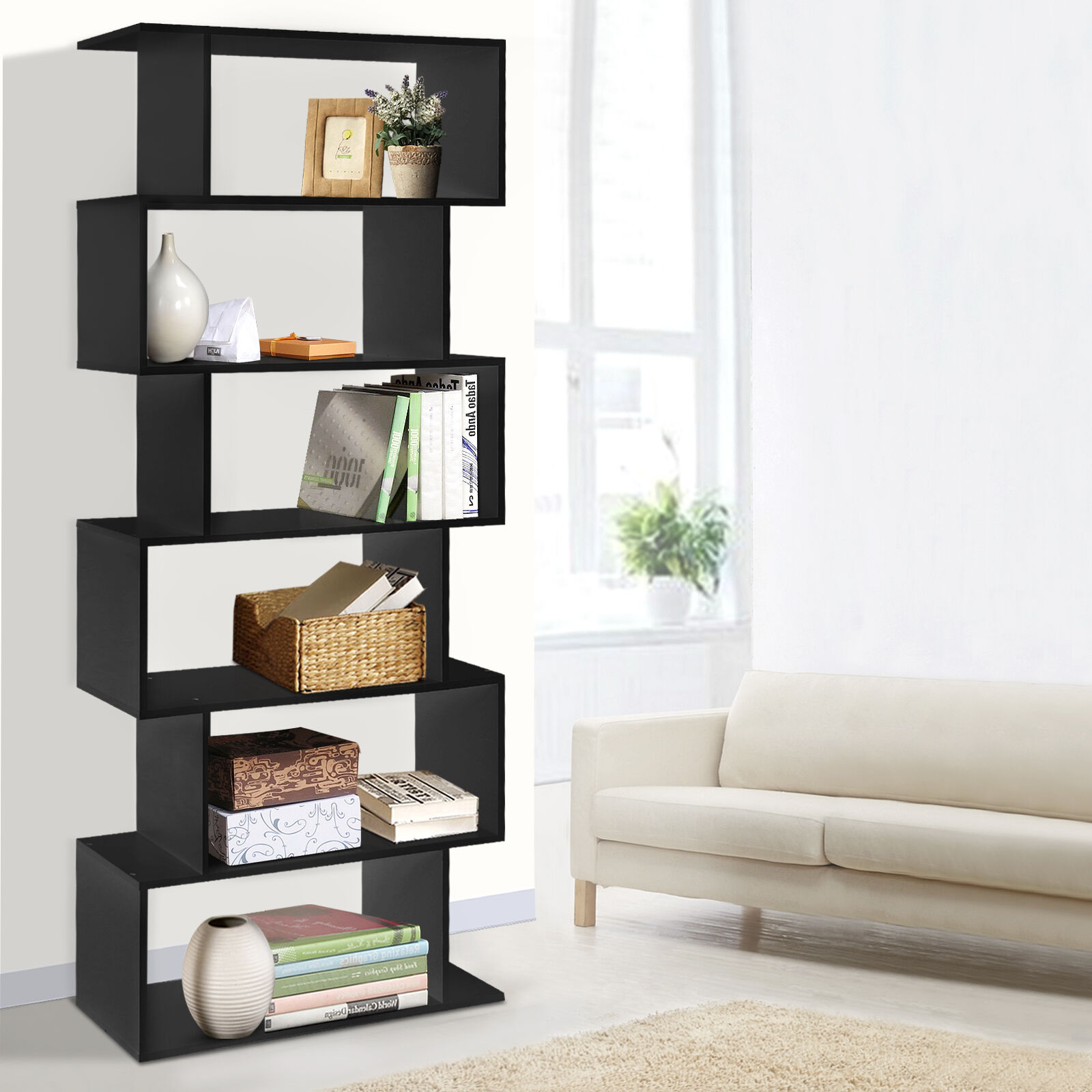 Artiss Bookshelf 6 Tiers - RIVA Black Artiss Bookshelf 6 Tiers - RIVA Black