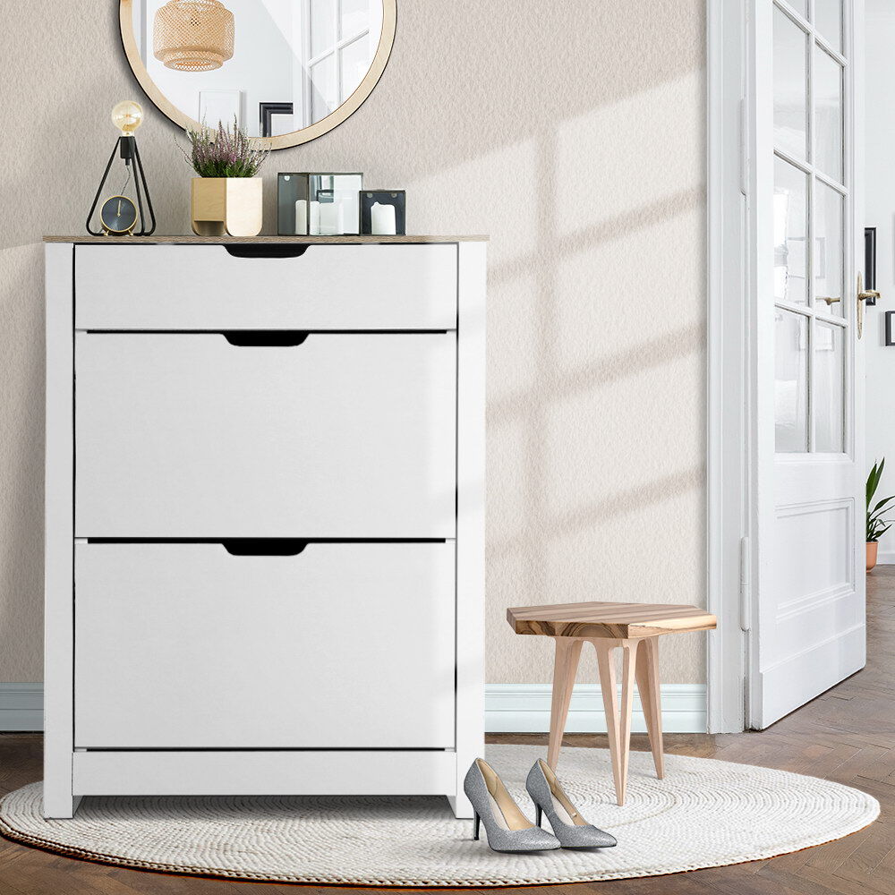 Artiss Shoe Rack Cabinet 16 Pairs White Ana Artiss Shoe Rack Cabinet 16 Pairs White Ana