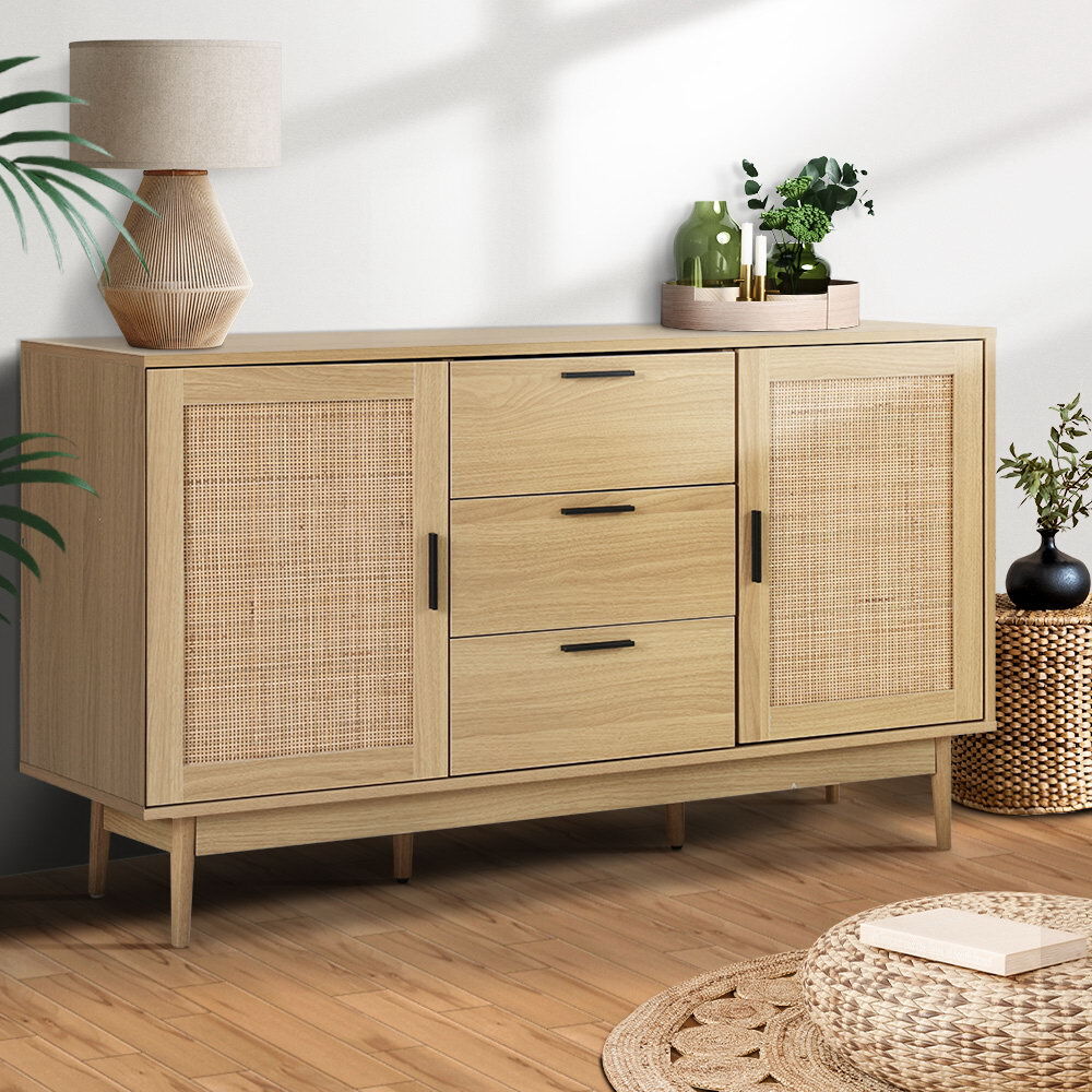 Artiss Rattan Buffet Sideboard - BRIONY Oak Artiss Rattan Buffet Sideboard - BRIONY Oak