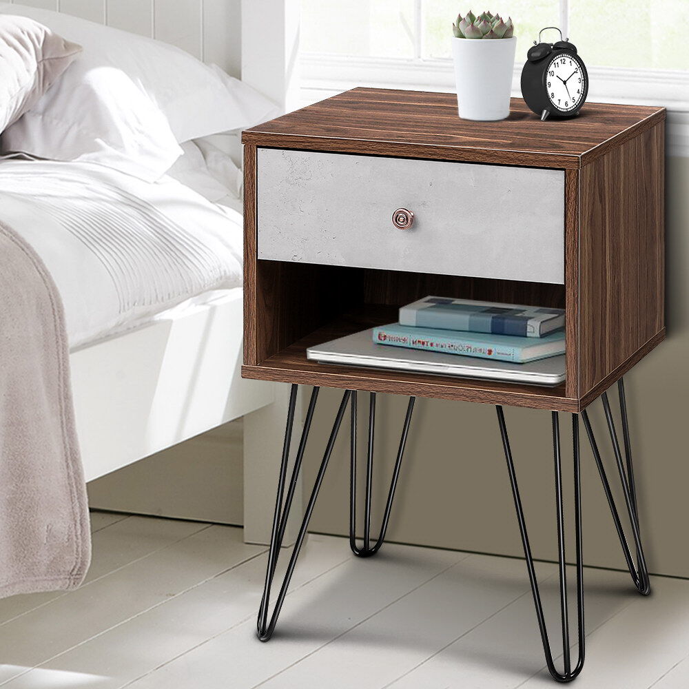 Bedside Table 1 Drawers with Shelf - LARS Bedside Table 1 Drawers with Shelf - LARS