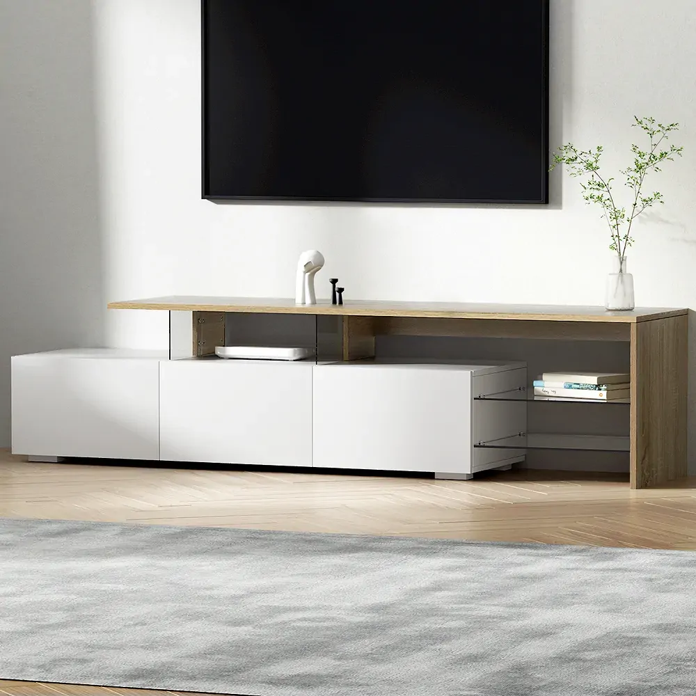 TV Cabinet Entertainment Unit 180cm Wood White James TV Cabinet Entertainment Unit 180cm Wood White James