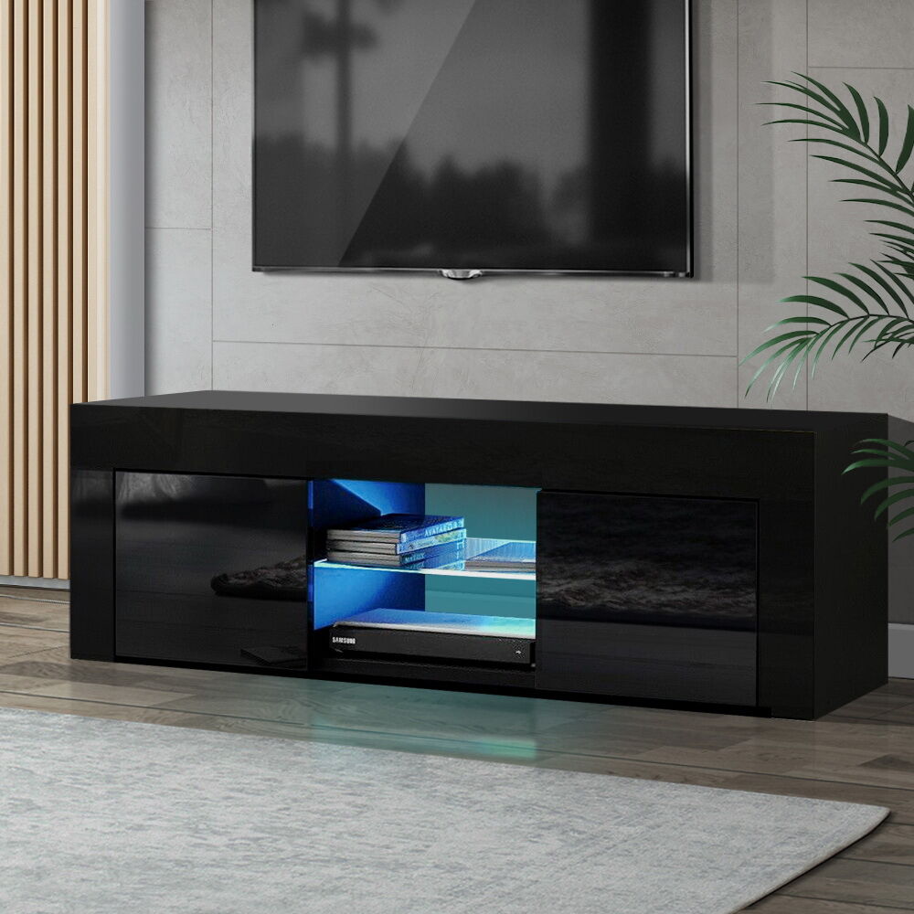 Artiss Entertainment Unit TV Cabinet LED 130cm Black Angus Artiss Entertainment Unit TV Cabinet LED 130cm Black Angus