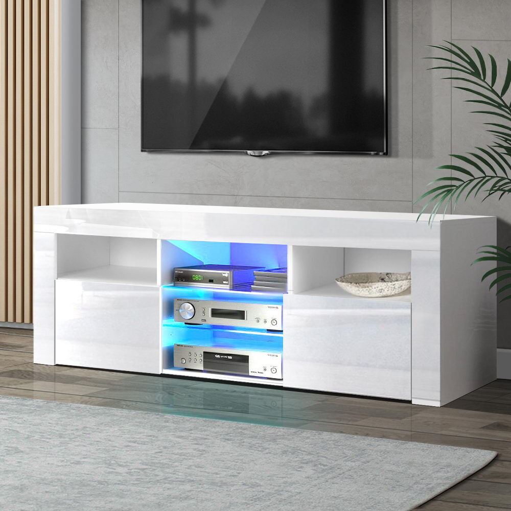 Entertainment Unit TV Cabinet LED 145cm White Angus Entertainment Unit TV Cabinet LED 145cm White Angus