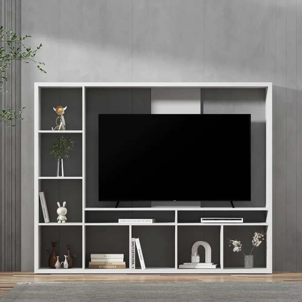 Entertainment Center Unit TV Stand TV Cabinet Open Shelves 183CM White Entertainment Center Unit TV Stand TV Cabinet Open Shelves 183CM White