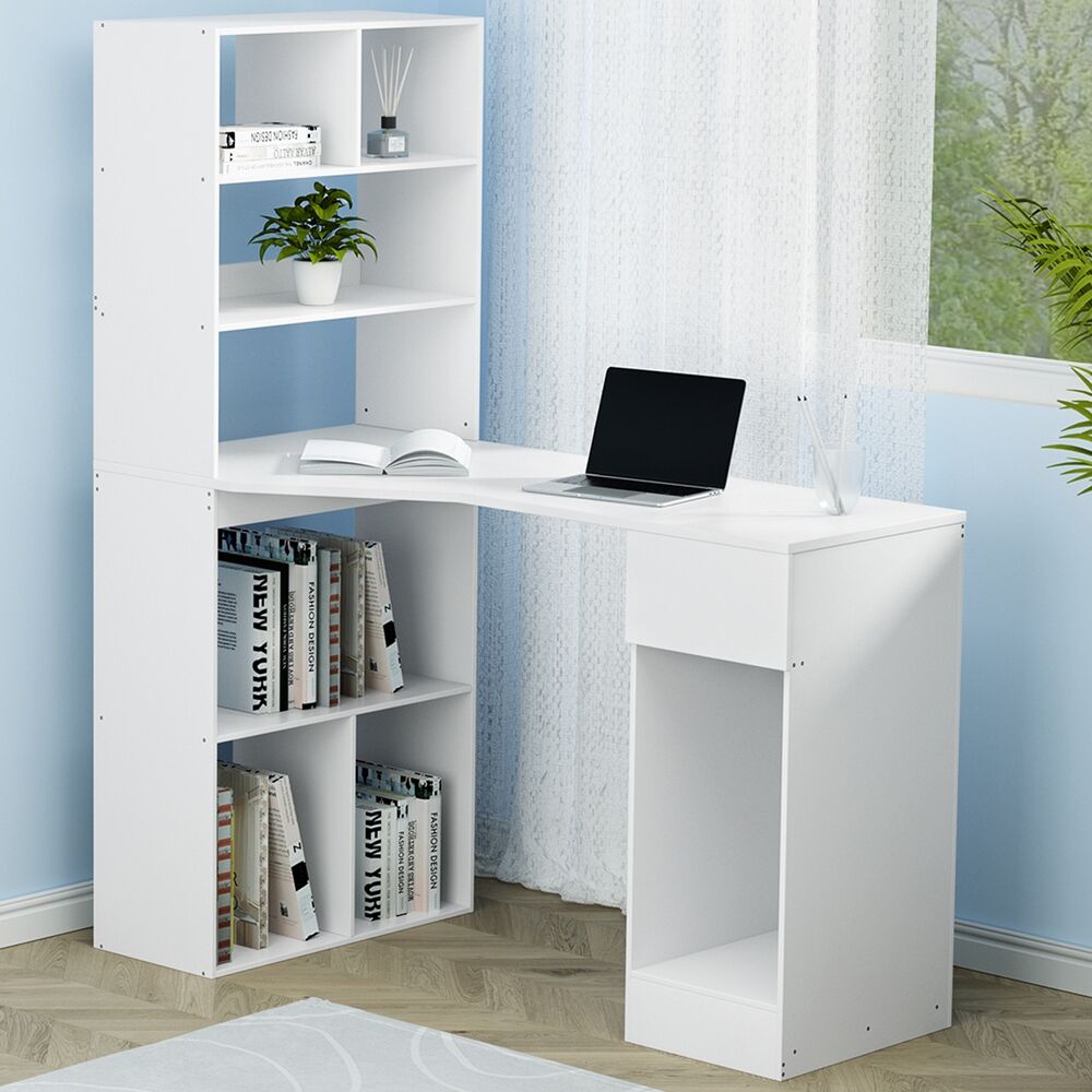 Computer Desk Bookshelf Drawer Cabinet White 120CM Computer Desk Bookshelf Drawer Cabinet White 120CM