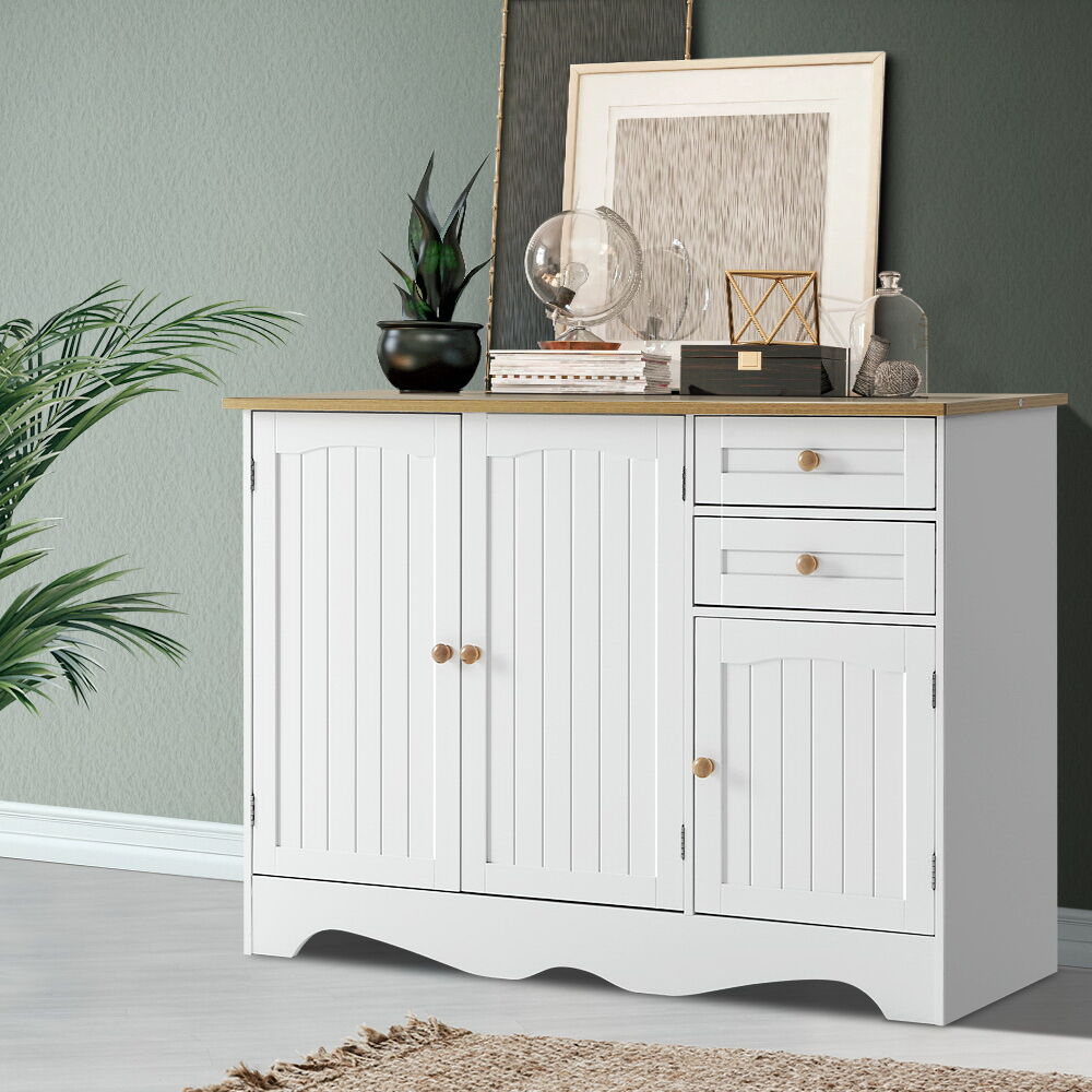 Artiss Buffet Sideboard 3 Doors - BERNE White Artiss Buffet Sideboard 3 Doors - BERNE White