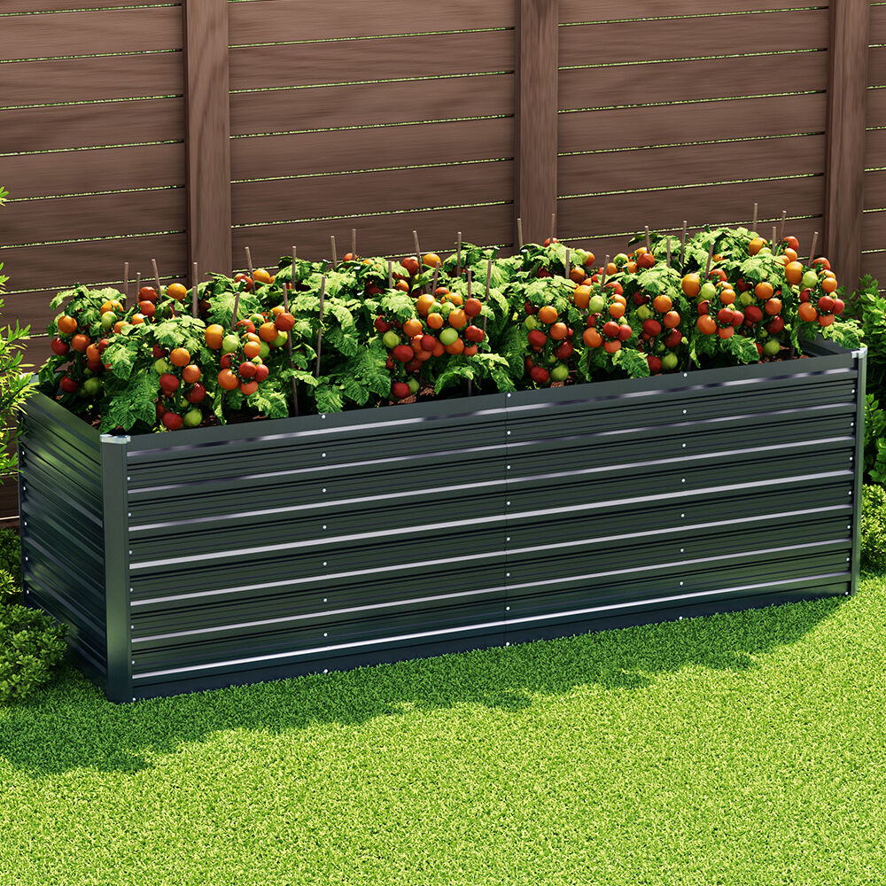 Green Fingers Garden Bed 240x80x77cm Planter Box Raised Container Galvanised Herb Green Fingers Garden Bed 240x80x77cm Planter Box Raised Container Galvanised Herb