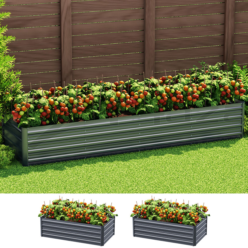 Green Fingers Garden Bed 240X80X45cm Planter Box Raised Container Galvanised Herb Green Fingers Garden Bed 240X80X45cm Planter Box Raised Container Galvanised Herb