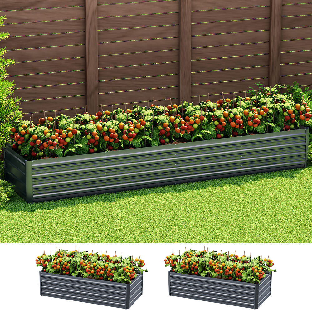 Green Fingers Garden Bed 320X80X45cm Planter Box Raised Container Galvanised Herb Green Fingers Garden Bed 320X80X45cm Planter Box Raised Container Galvanised Herb