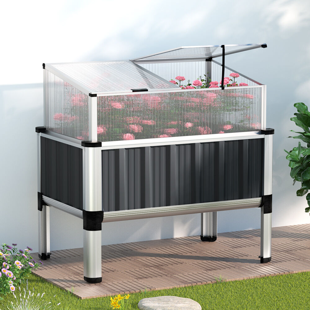 Green Fingers Garden Bed 80x49x74cm Greenhouse Planter Box Raised Galvanised Herb Green Fingers Garden Bed 80x49x74cm Greenhouse Planter Box Raised Galvanised Herb