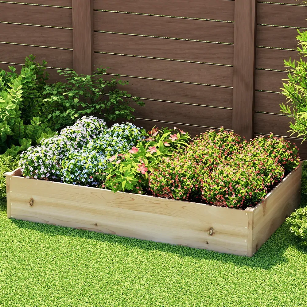 Green Fingers Garden Bed 150x90x30cm Wooden Planter Box Raised Container Growing Green Fingers Garden Bed 150x90x30cm Wooden Planter Box Raised Container Growing
