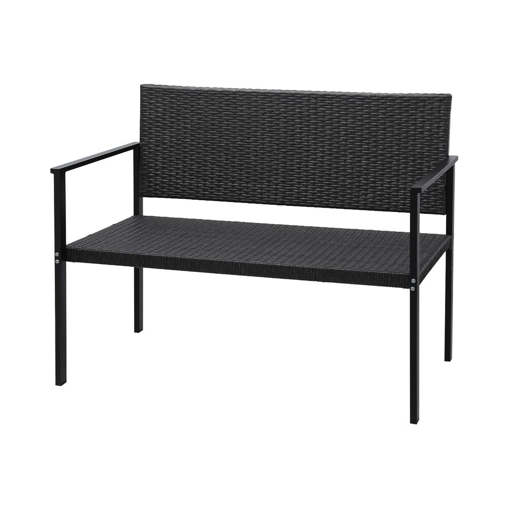 Gardeon Outdoor Garden Bench Seat Rattan Chair Steel Patio Furniture Park Grey Gardeon Outdoor Garden Bench Seat Rattan Chair Steel Patio Furniture Park Grey