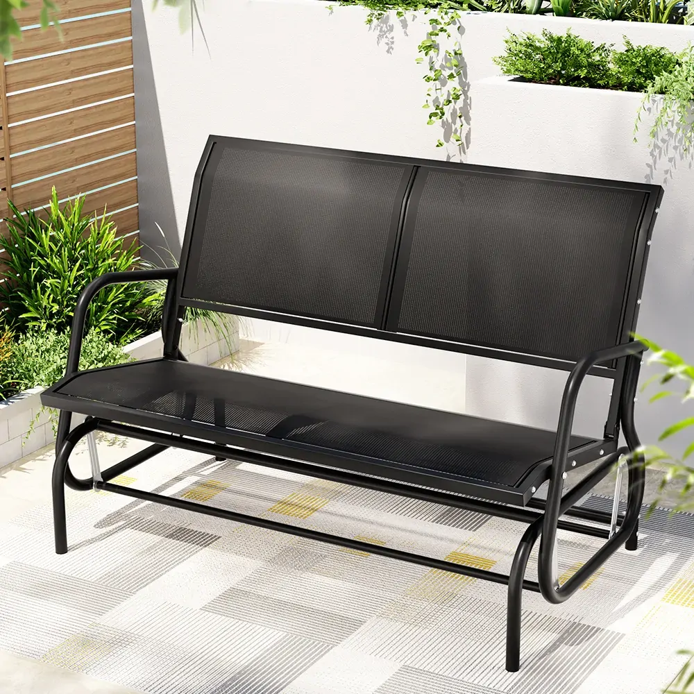 Outdoor Garden Bench Seat Swing Glider Rocking 2 Seater Patio Furniture Black Outdoor Garden Bench Seat Swing Glider Rocking 2 Seater Patio Furniture Black