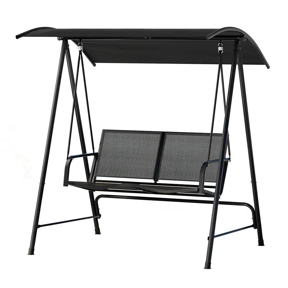 Gardeon Outdoor Swing Chair Garden Bench Furniture Canopy 2 Seater Black Gardeon Outdoor Swing Chair Garden Bench Furniture Canopy 2 Seater Black