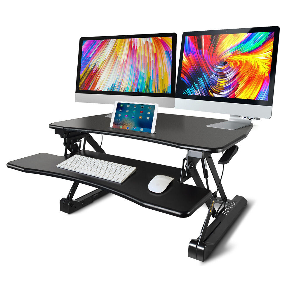 FORTIA Height Adjustable Standing Desk Riser Sit/Stand Computer Desktop Office. FORTIA Height Adjustable Standing Desk Riser Sit/Stand Computer Desktop Office.
