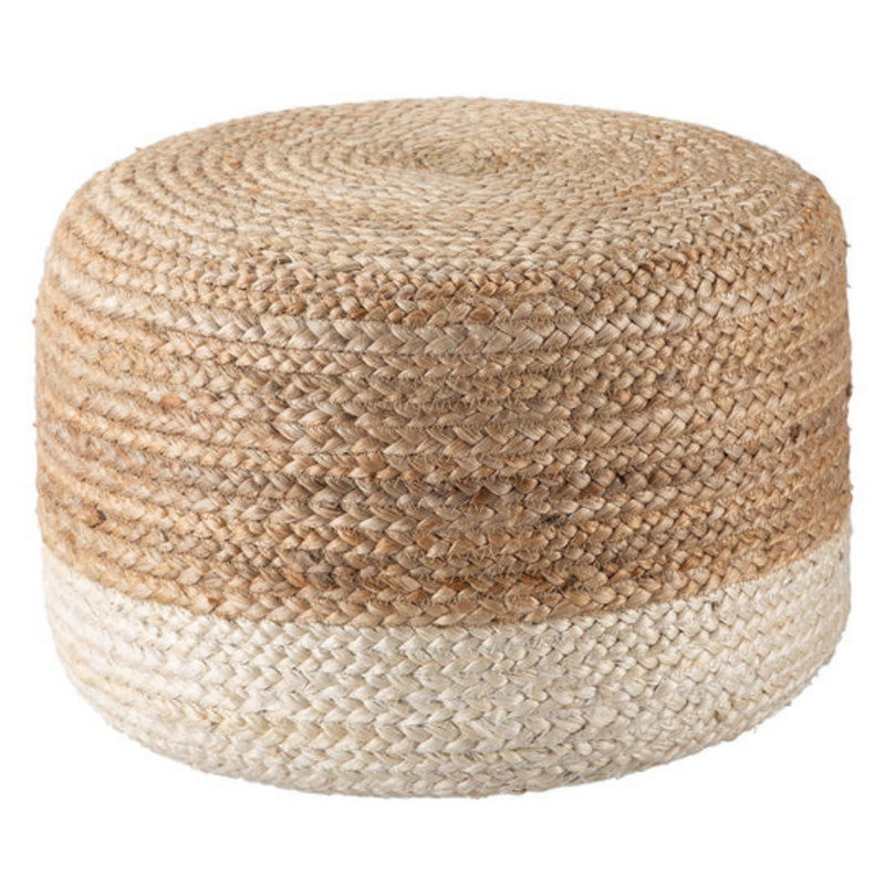 Ombre Hand Braided Jute Cotton Pouf Ottoman 50 x 35 cm Ombre Hand Braided Jute Cotton Pouf Ottoman 50 x 35 cm