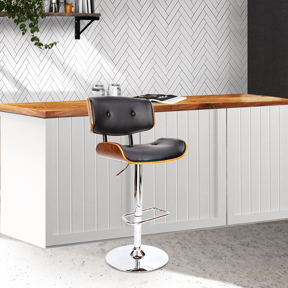 Wooden Gas Lift Bar Stool - Chrome Wooden Gas Lift Bar Stool - Chrome