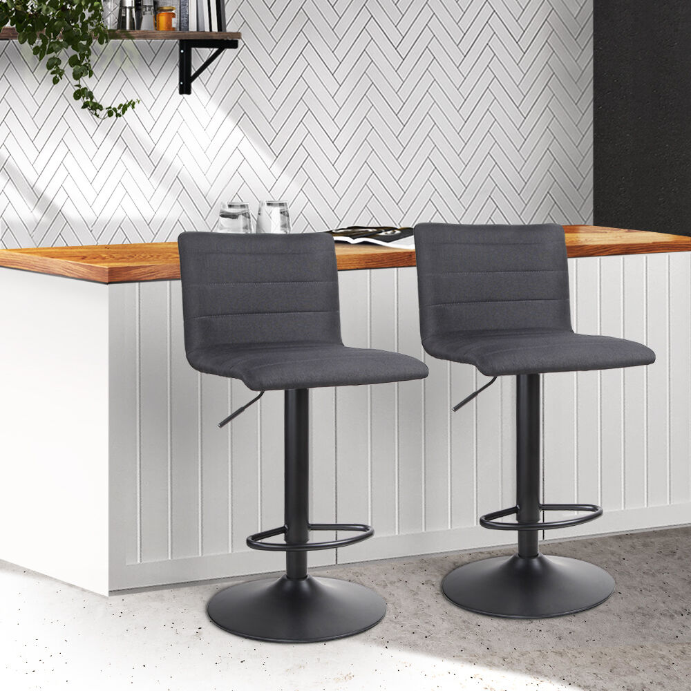Faux Linen Bar Stools - Black Faux Linen Bar Stools - Black