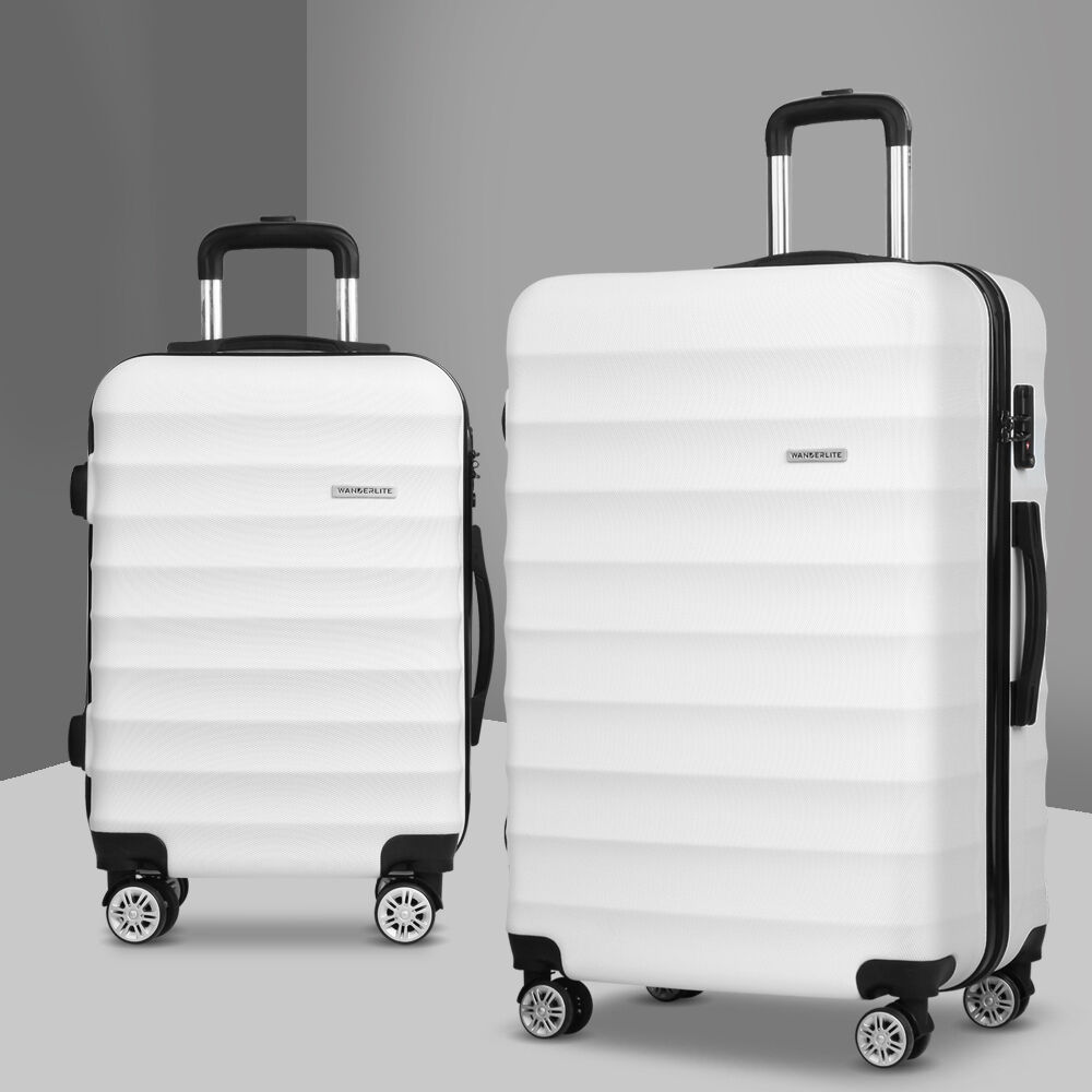 Luggage Trolley Set Travel Suitcase TSA Hard Case White Luggage Trolley Set Travel Suitcase TSA Hard Case White