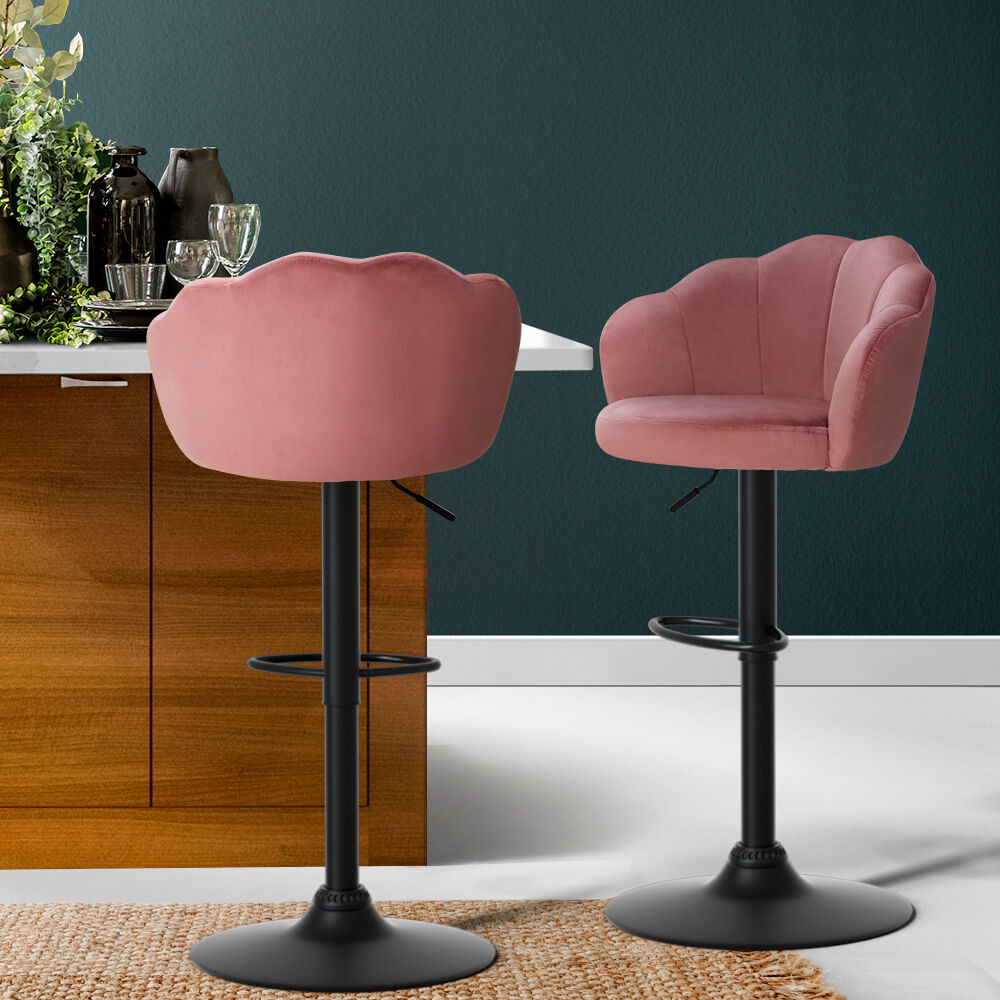 Set of 2 Bar Stools Kitchen Stool Swivel Chair Gas Lift Velvet Chairs Nessah Set of 2 Bar Stools Kitchen Stool Swivel Chair Gas Lift Velvet Chairs Nessah