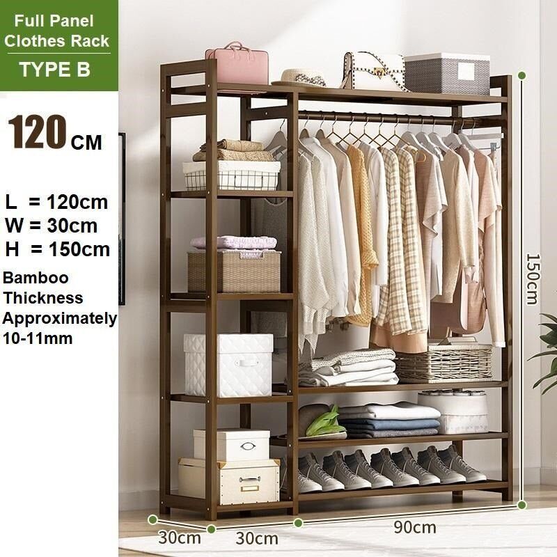 Bamboo Clothes Rack Garment Closet Storage Organizer Hanging Rail Shelf Dress room Bamboo Clothes Rack Garment Closet Storage Organizer Hanging Rail Shelf Dress room