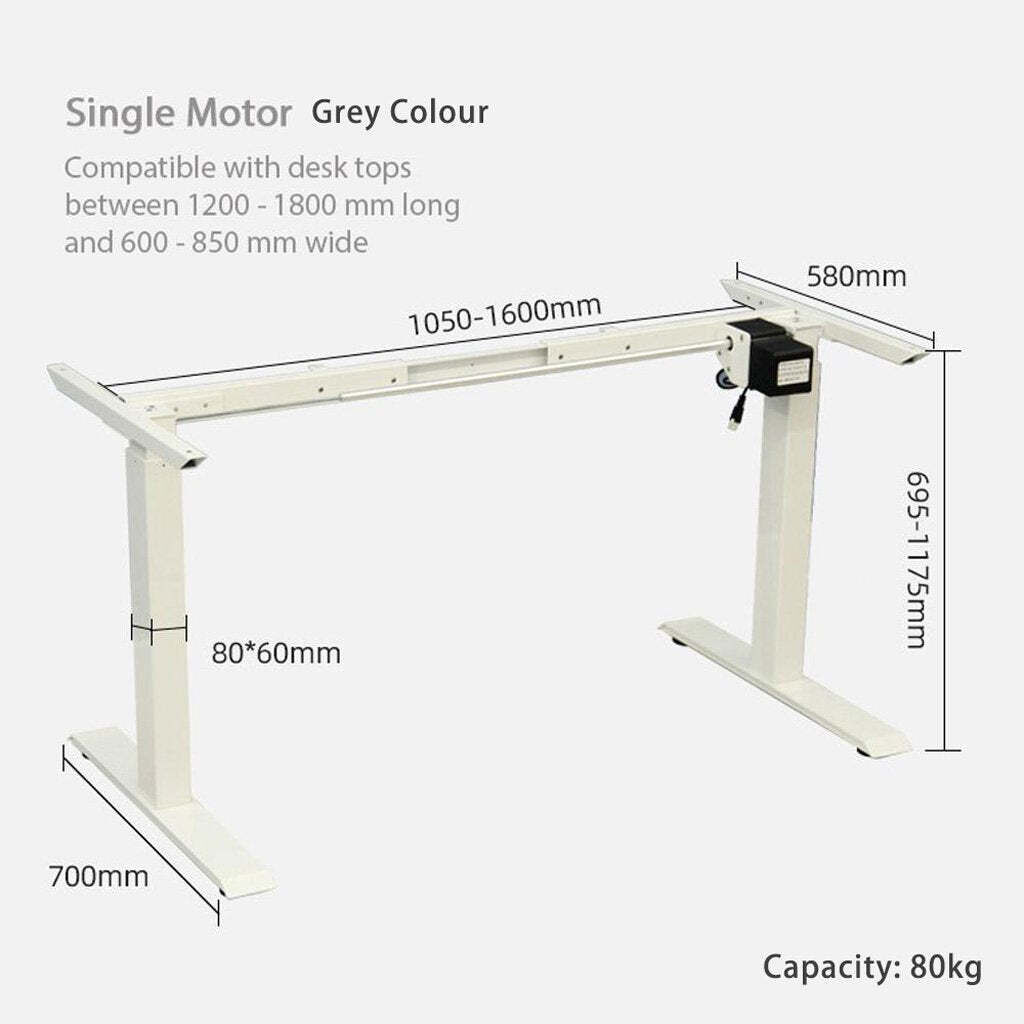 Standing Desk Height Adjustable Sit Stand Motorised Grey Dual Motors Frame Standing Desk Height Adjustable Sit Stand Motorised Grey Dual Motors Frame