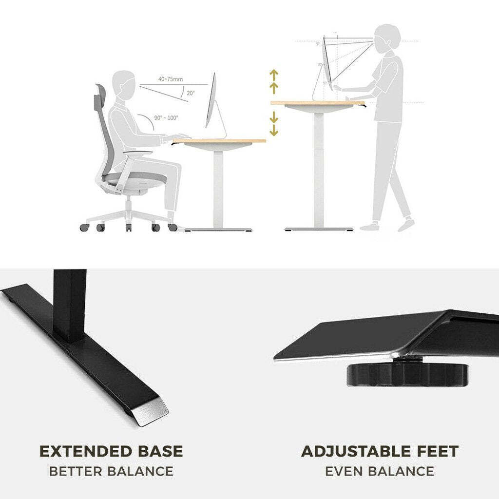 Standing Desk Height Adjustable Sit Stand Motorised Single Black Motor Frame Top Standing Desk Height Adjustable Sit Stand Motorised Single Black Motor Frame Top
