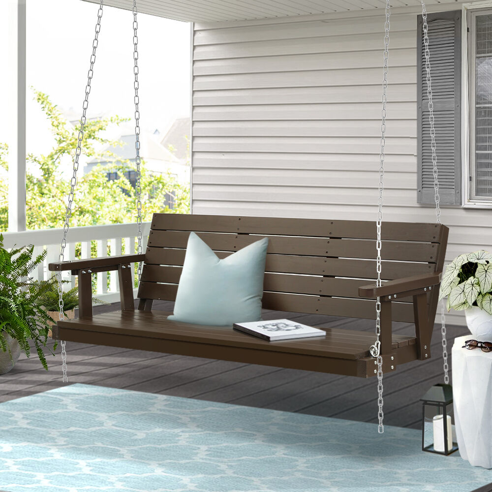 Porch Swing Chair with Chain Outdoor Furniture 3 Seater Bench Wooden Porch Swing Chair with Chain Outdoor Furniture 3 Seater Bench Wooden