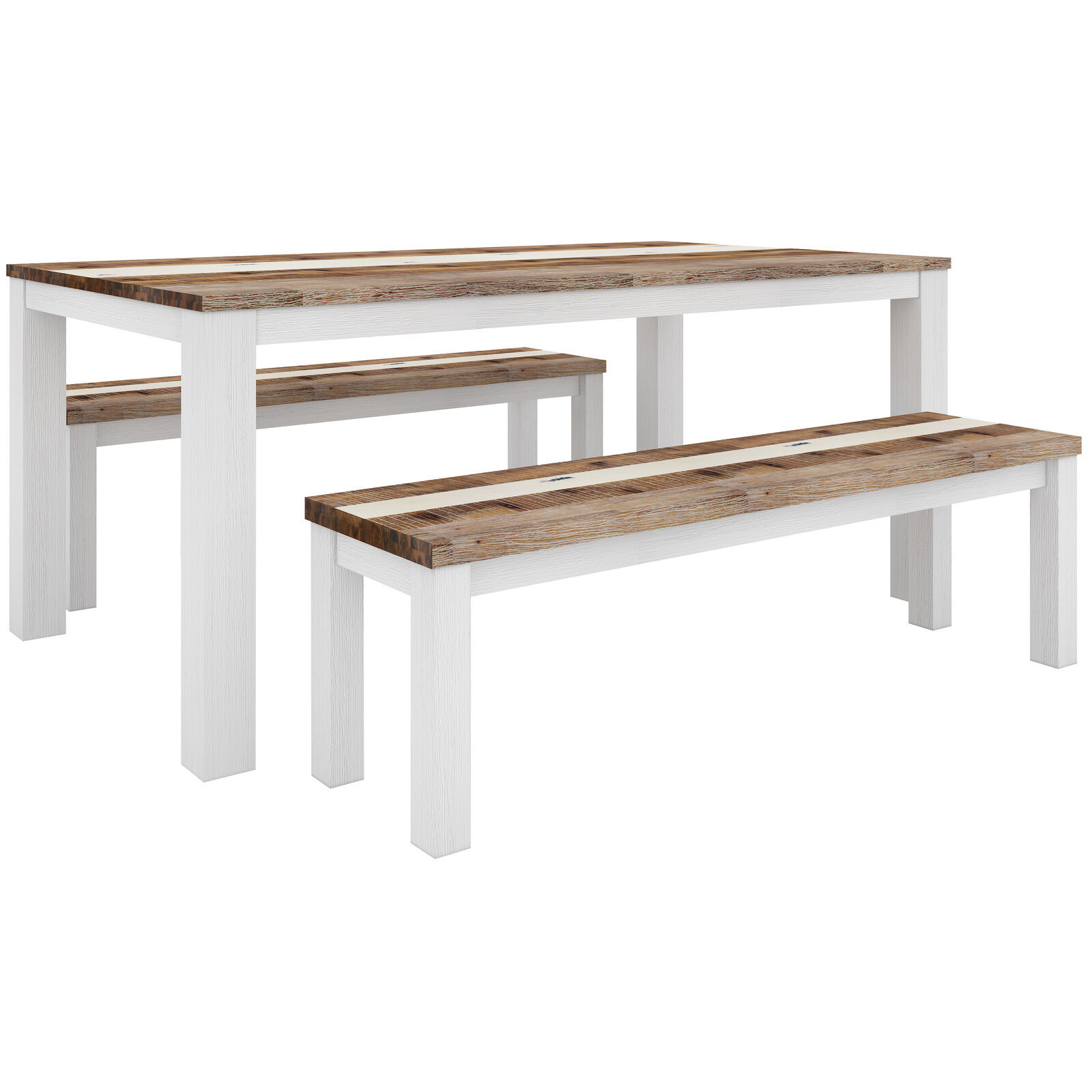 3pc Dining Set Table Bench Solid Acacia Timber - Multi Color 3pc Dining Set Table Bench Solid Acacia Timber - Multi Color