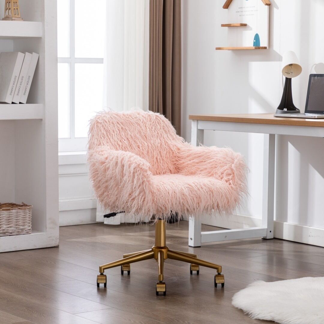 Fluffy Office Chair Faux Fur Modern Swivel Desk Chair for Women And Girls Fluffy Office Chair Faux Fur Modern Swivel Desk Chair for Women And Girls