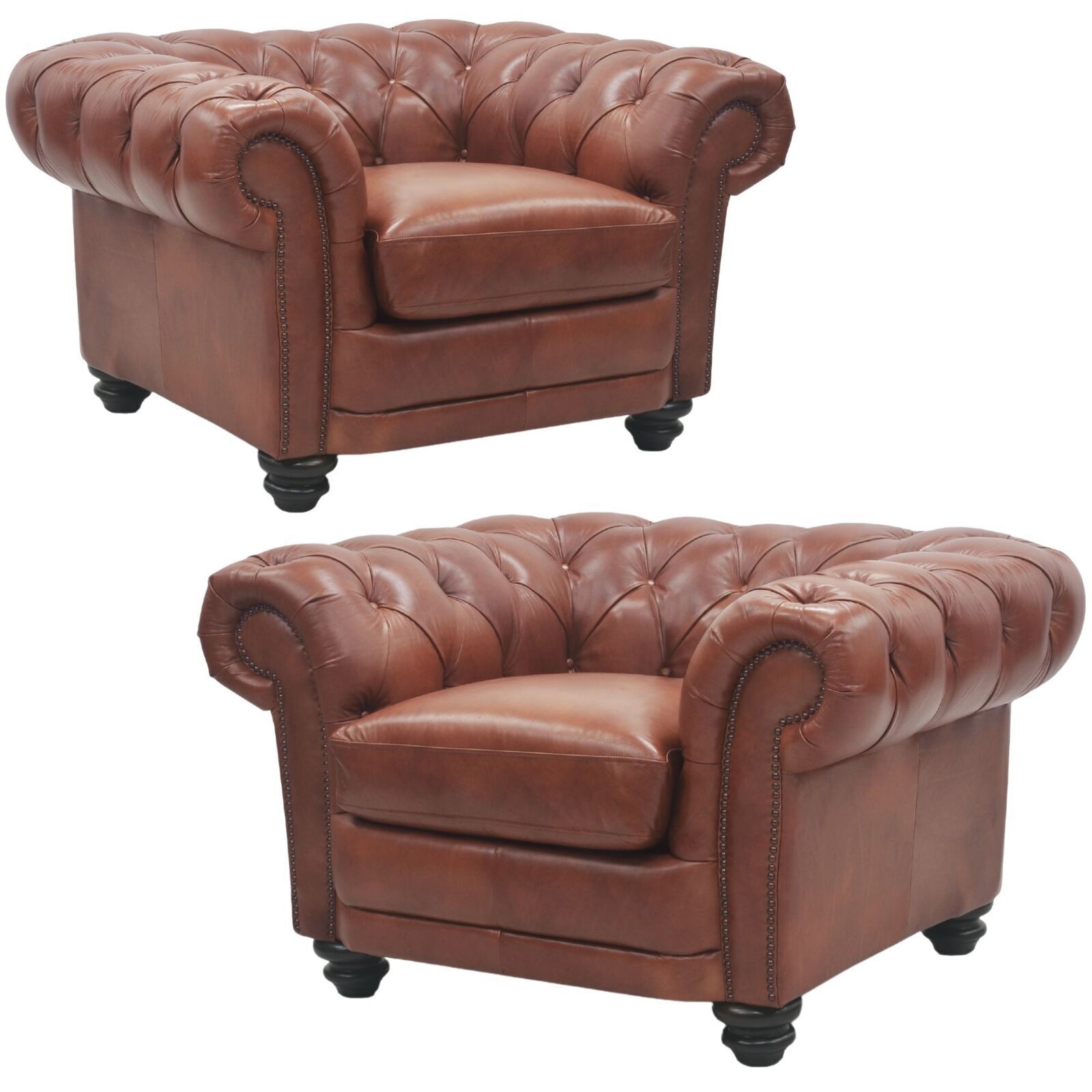 Brandermill Genuine Leather Sofa Chestfield Lounge Couch - Butterscotch Brandermill Genuine Leather Sofa Chestfield Lounge Couch - Butterscotch