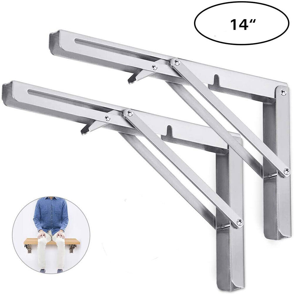 2PCS Steel Wall Mounted Folding Triangle Angle Shelf Support Bracket Rack 2PCS Steel Wall Mounted Folding Triangle Angle Shelf Support Bracket Rack
