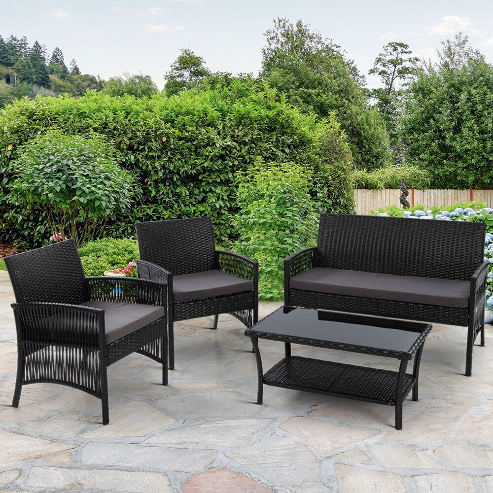 4 PCS Outdoor Furniture Lounge Setting Wicker Dining Set 4 PCS Outdoor Furniture Lounge Setting Wicker Dining Set
